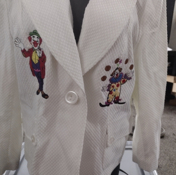 Rare Vintage Womens RQT embroidered Clown Blazer Jacket Sz 16 One Of A Kind - Picture 2 of 12